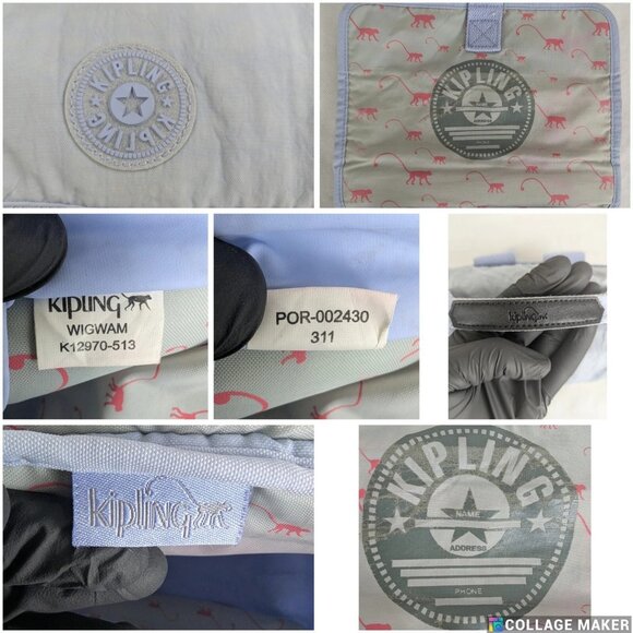 Pack of 2 KIPLING Gray/Light Blue Medium Bag Polyester with Shoulder Strap - Picture 13 of 16